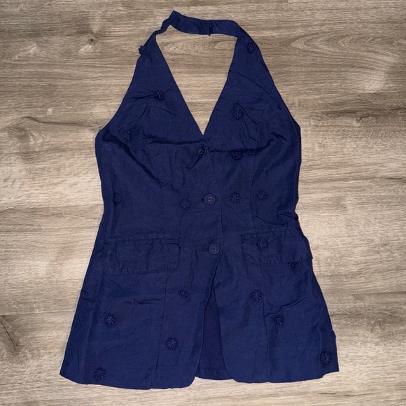 2 pieces Linen Blend Halter Vest + Tailored Linen Blend Embellished Trousers - Picture 13 of 16